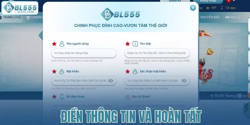 Nhập dữ liệu vào form và kiểm tra để hoàn tất