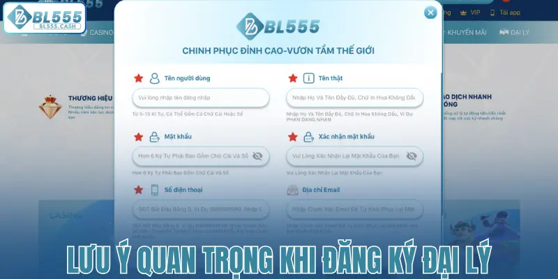 Lưu ý quan trọng khi đăng ký đại lý BL555